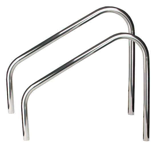 Pool Central 3ft. Silver Sloped Swimming Pool Handrails Set